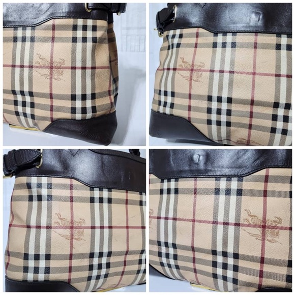 Authentic Burberry Haymarket Check PVC and Leather Small Hepburn Tote Bag - Picture 12 of 14